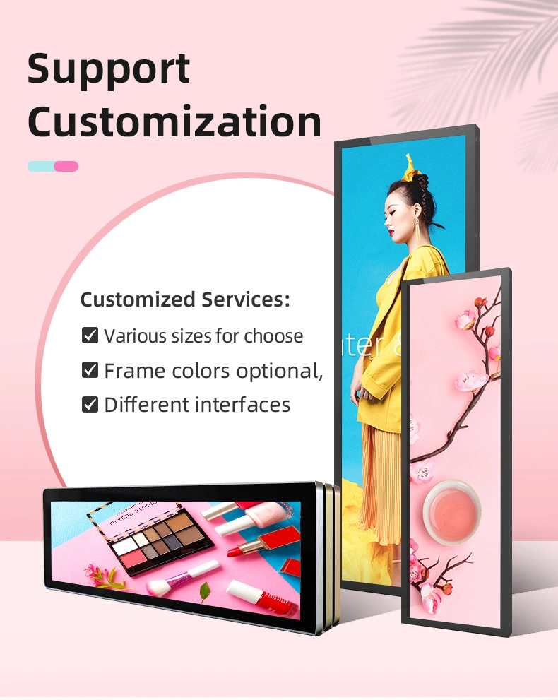 Slim Digital Signage Shelf Edge Advertising Screen Strip Ultra Wide LCD Monitor Stretched Bar Display 29inch Desktop with Touch