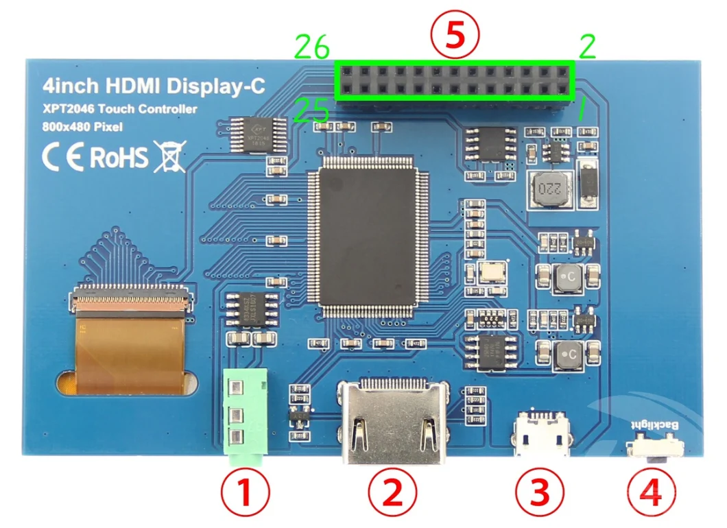 800X480 LCD Control Board 4&prime; &prime; HDMI Input Raspberry Pi Monitor with Touch Control
