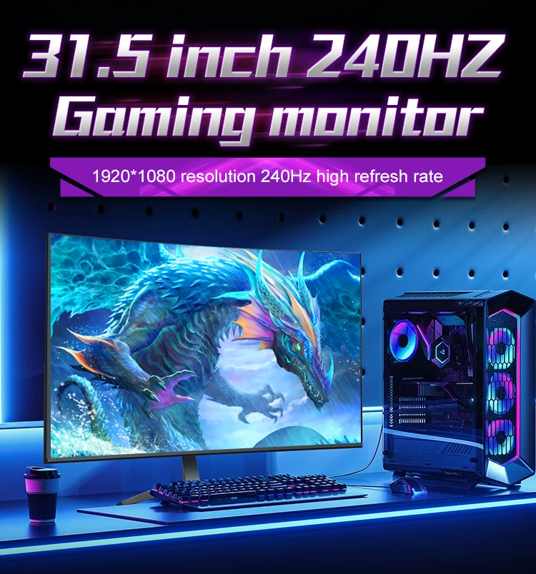 31.5 Inch Full High-Definition Super Wide 4K Eled Gaming Monitor Curved Surface Screen 240Hz 1ms Gaming Computer Monitor 32 Inch