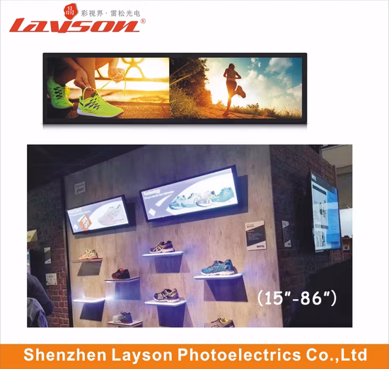 24 Inch Ultra Wide Stretched Bar Advertising Media Player WiFi Network Digital Signage Multimedia LED Monitor Full Color LCD Panel Display
