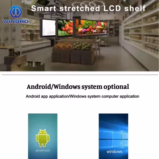 Wall Mounted High Quality 21.5 Inch Ultra Wide Stretched Digital Advertising Screen Monitor Bar Stretched Digital Signage Stretched Bar LCD Shelf Edge Display